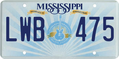 MS license plate LWB475