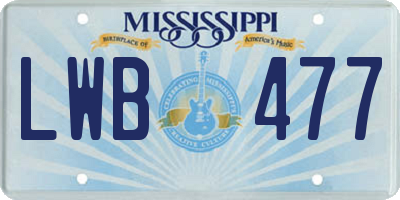 MS license plate LWB477