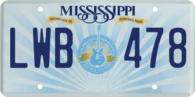 MS license plate LWB478