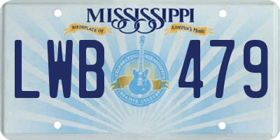 MS license plate LWB479