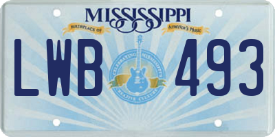 MS license plate LWB493