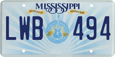 MS license plate LWB494