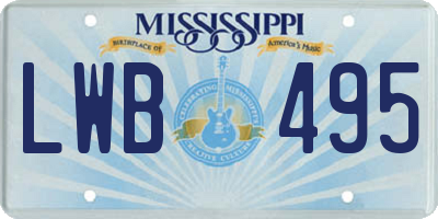 MS license plate LWB495