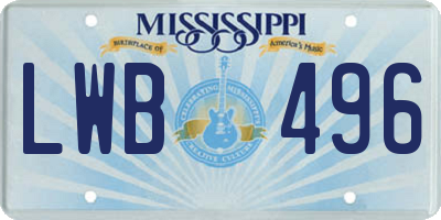 MS license plate LWB496