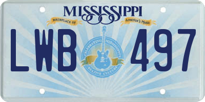 MS license plate LWB497