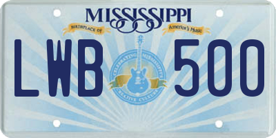 MS license plate LWB500