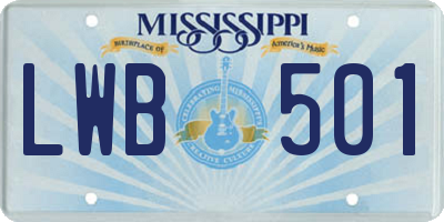 MS license plate LWB501