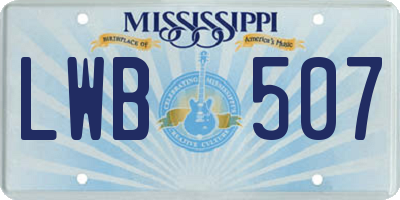 MS license plate LWB507