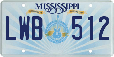 MS license plate LWB512