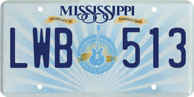 MS license plate LWB513