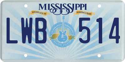 MS license plate LWB514