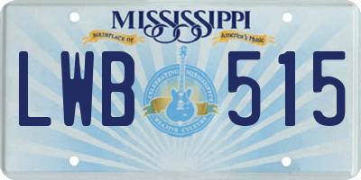 MS license plate LWB515