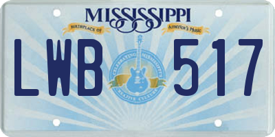 MS license plate LWB517