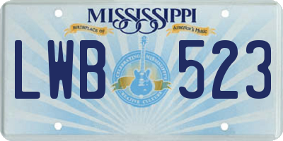 MS license plate LWB523