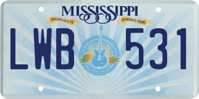MS license plate LWB531