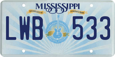 MS license plate LWB533