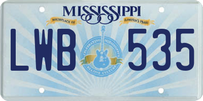 MS license plate LWB535