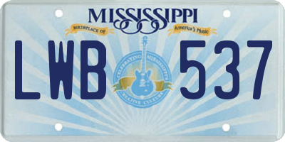MS license plate LWB537