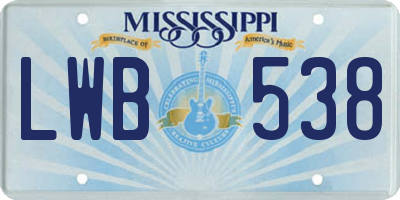 MS license plate LWB538