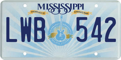 MS license plate LWB542