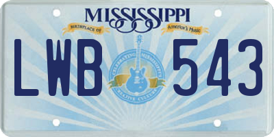 MS license plate LWB543