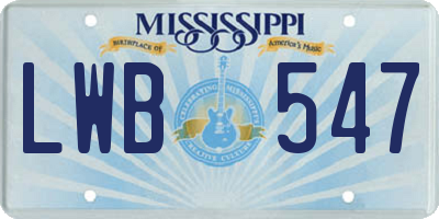 MS license plate LWB547