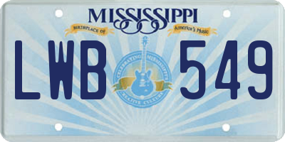 MS license plate LWB549