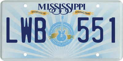 MS license plate LWB551