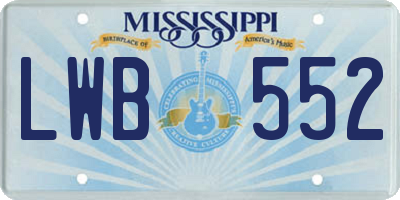 MS license plate LWB552