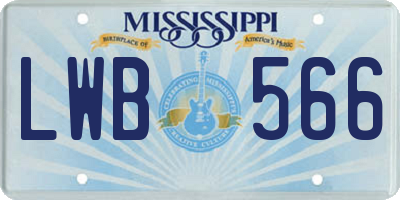 MS license plate LWB566