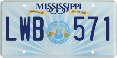 MS license plate LWB571