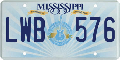 MS license plate LWB576