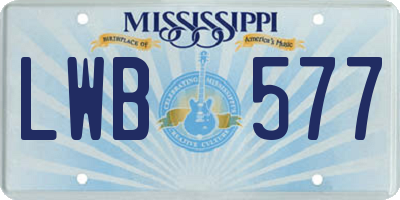 MS license plate LWB577
