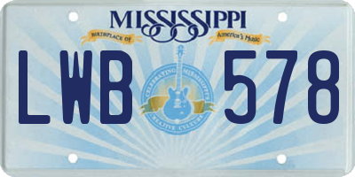 MS license plate LWB578