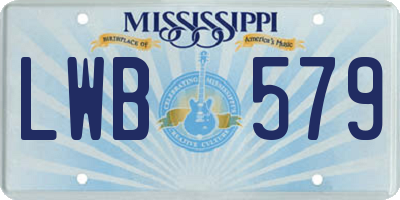 MS license plate LWB579
