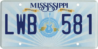 MS license plate LWB581