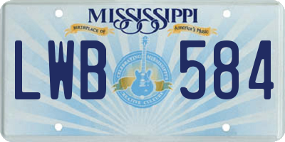 MS license plate LWB584