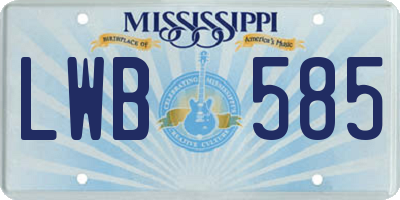 MS license plate LWB585