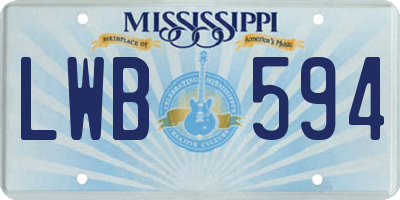 MS license plate LWB594