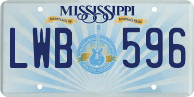 MS license plate LWB596