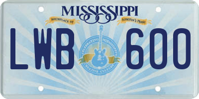 MS license plate LWB600