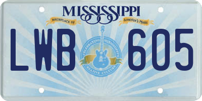 MS license plate LWB605