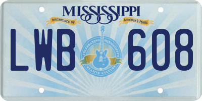 MS license plate LWB608