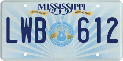 MS license plate LWB612