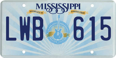 MS license plate LWB615
