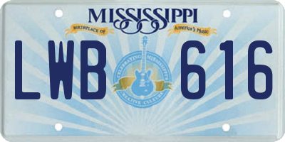 MS license plate LWB616