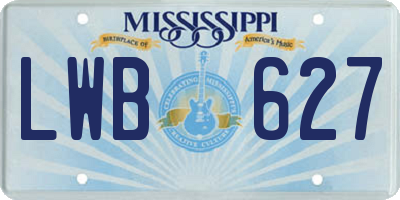 MS license plate LWB627