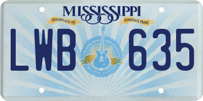 MS license plate LWB635