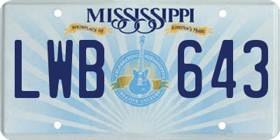 MS license plate LWB643