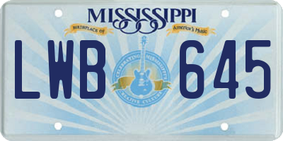 MS license plate LWB645